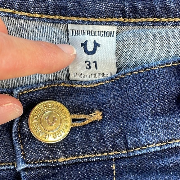 True Religion Halle Mid Rise Super Skinny Jeans Dark Wash Sz 31 - Picture 7 of 12